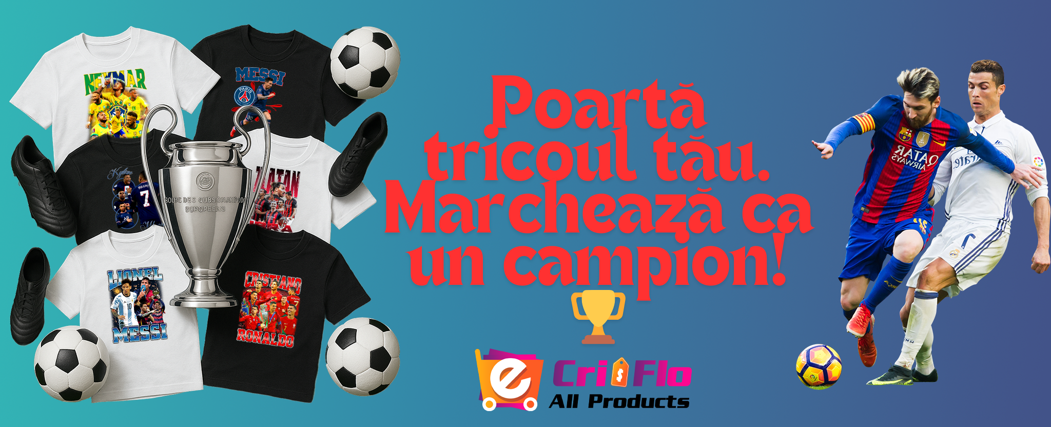 Alege un cadou unic pentru copii, prieteni, parinti, pasionati de fotbal, tricouri personalziate cu jucatori de fotbal.